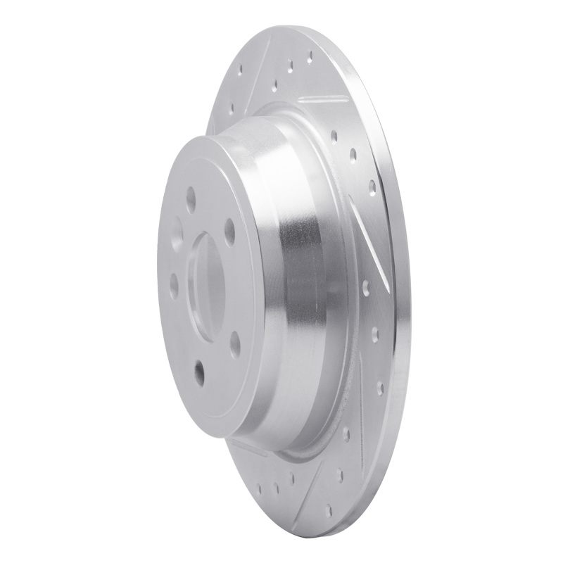 Land Rover LR2 Brake Rotor (1) - Rear Left - R1 Concepts - Drilled & Slotted - Silver - `13-`15
